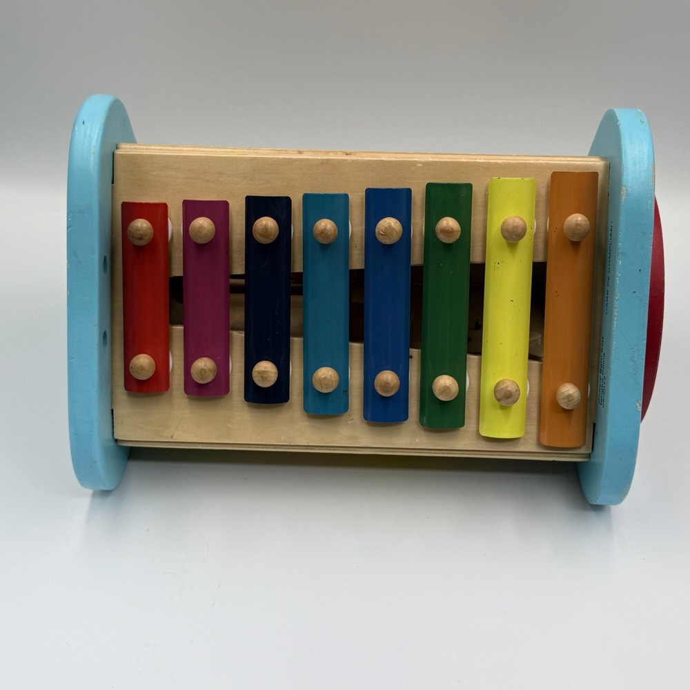 Pottery Barn Kids Wooden Activity Triangle‎ Xylophone Gears Drum Sensory Toy